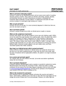 Fact Sheet Pertussis (Whooping Cough) Information for health